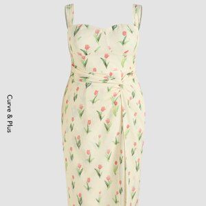 Curve & Plus Floral Twist Front Corset Dress
